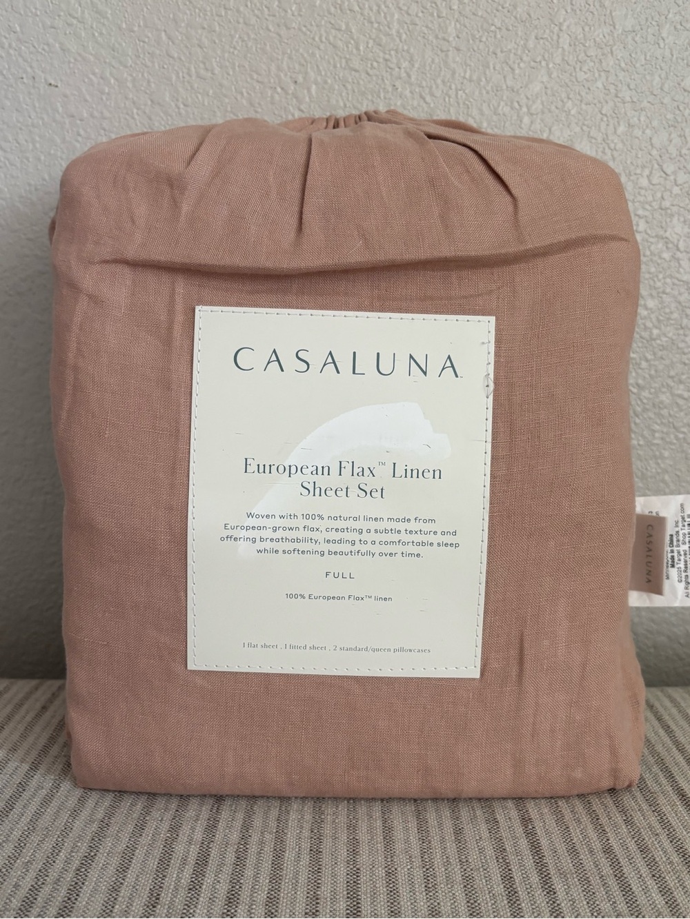 NWT Full 100% Linen Sheet Set Light Adobe Clay - Casaluna